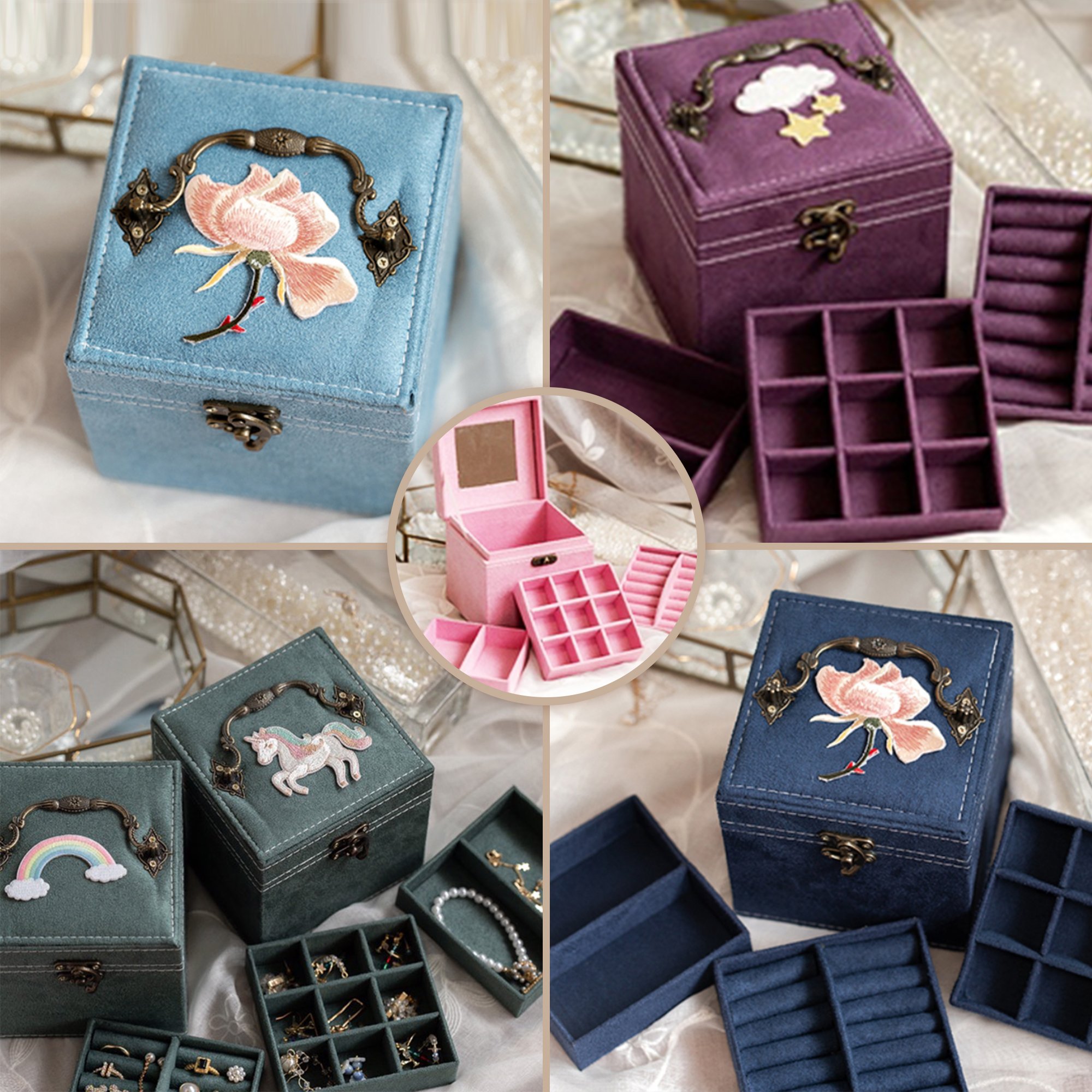 絨布三層珠寶盒 ♡12款可選♡