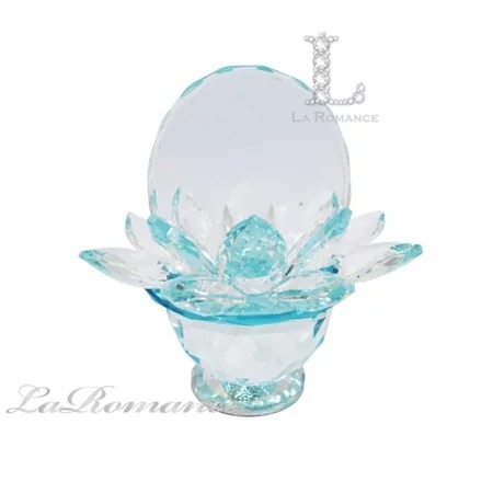 ★寶藏清倉★璀璨水晶蓮花花籃 ♡優雅藍小款♡