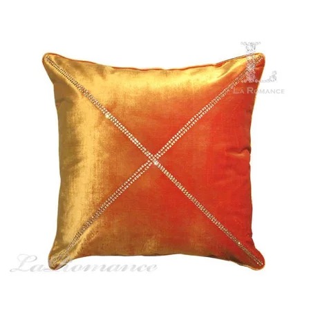 ★寶藏清倉★【奢華系列】X字形水鑽抱枕套 ♡亮橘色♡