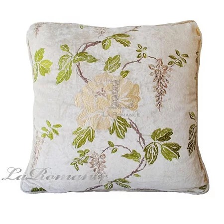 ★寶藏清倉★米色絲絨繡花抱枕套