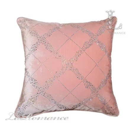 ★寶藏清倉★【奢華系列】水鑽菱格紋絨布抱枕套 ♡粉晶♡