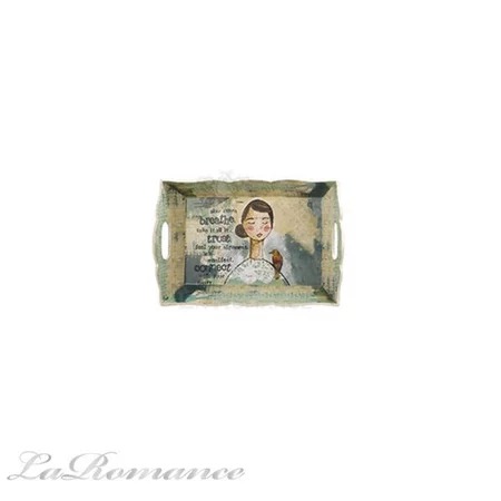 ★寶藏清倉★【Creative Home】Heart & Home 心戀家居系列木製少女與花鳥托盤 - 小