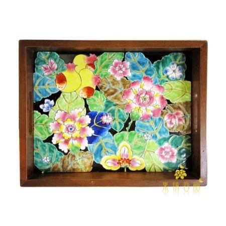 ★寶藏清倉★【東情西韻系列】墨底煙葉手繪托盤