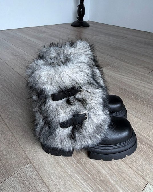 B16 冬季釦帶毛毛靴