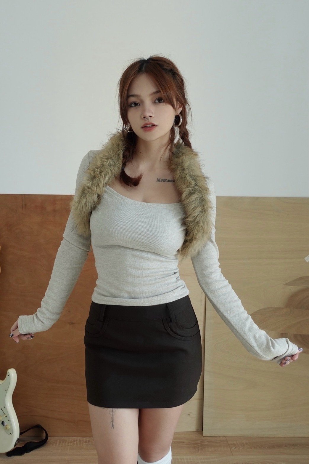 B17 翻領毛毛上衣