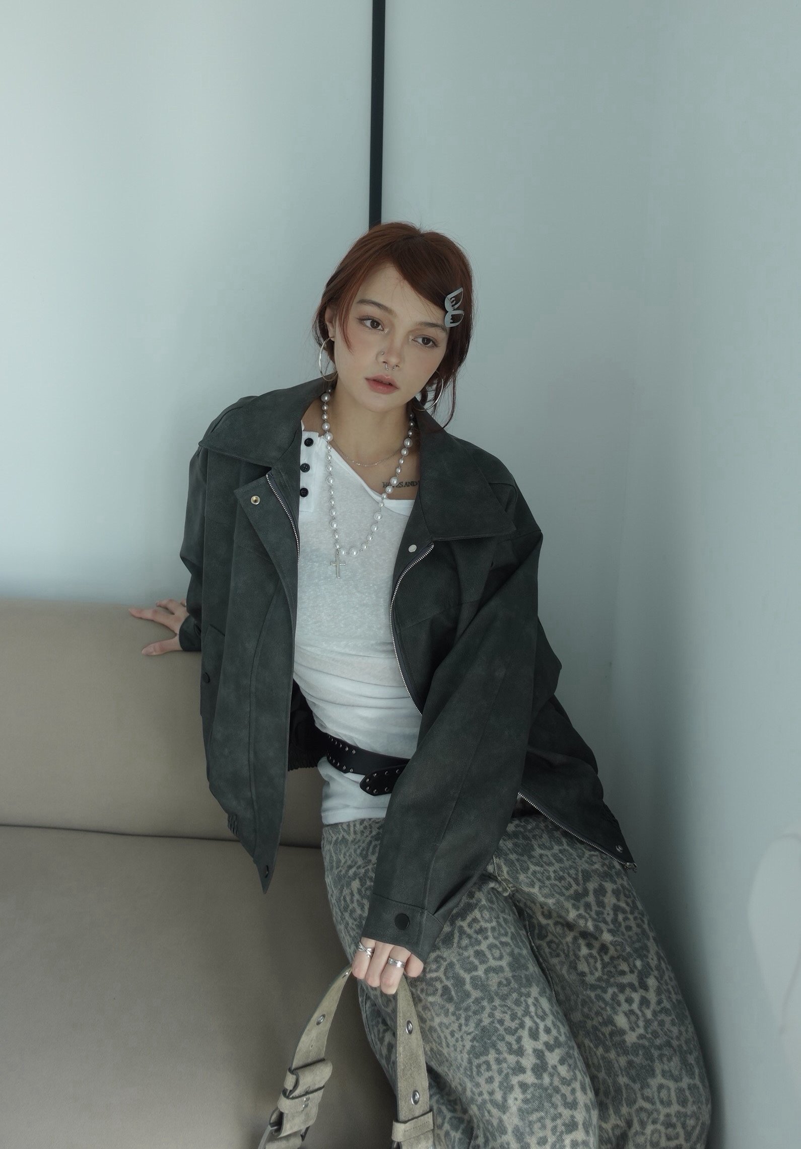 霧面質感皮革外套