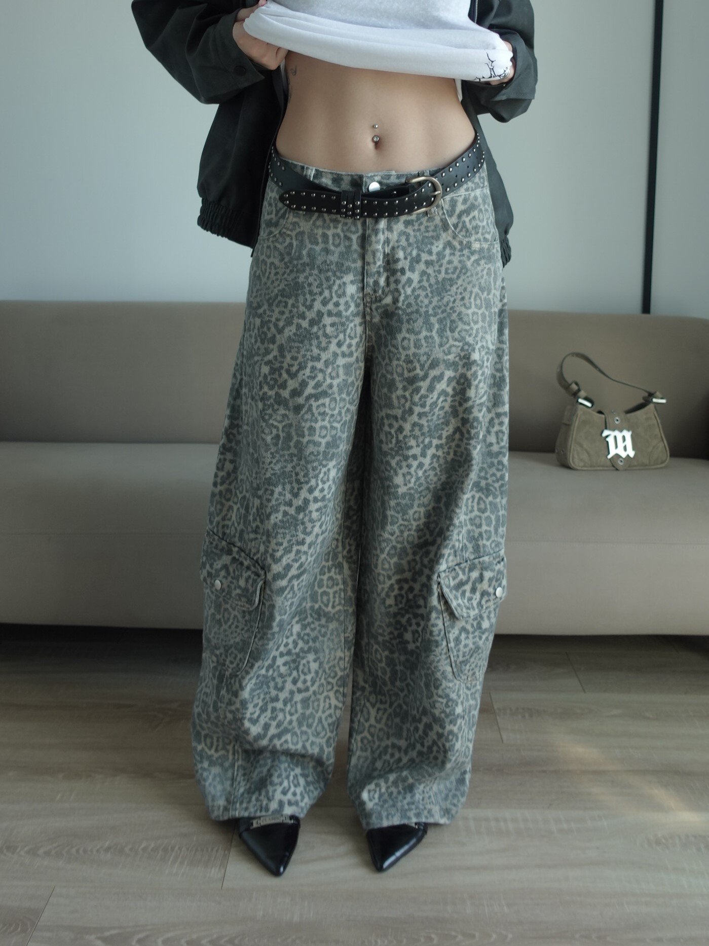 豹紋牛仔褲