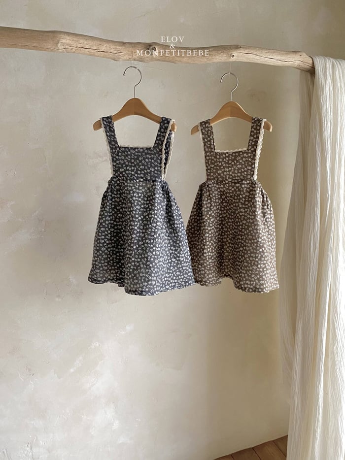 田園碎花吊帶洋裝 (2色)