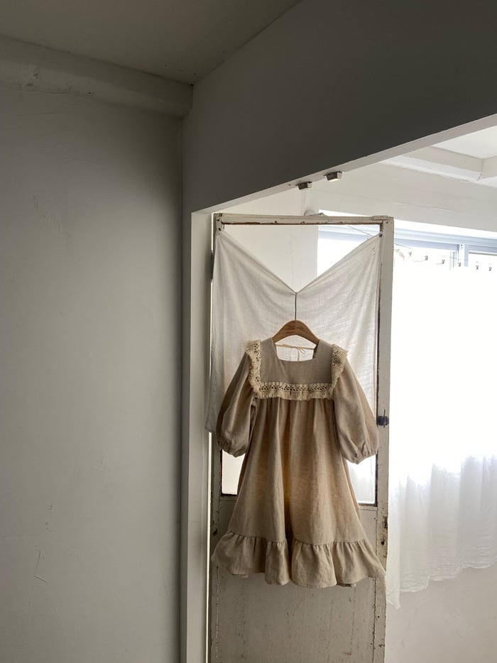 法式流蘇方領洋裝