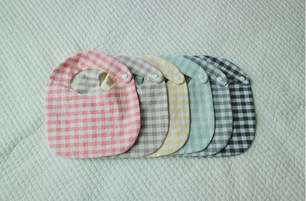 格紋雙面圍兜6入組