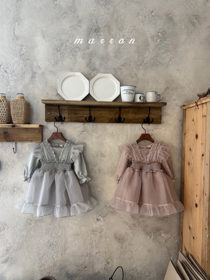 雪紗蕾絲洋裝 (2色)