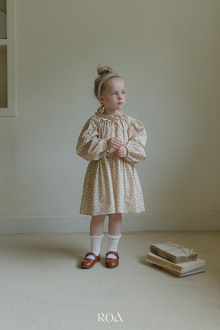 碎花摺邊長袖洋裝 (2色)