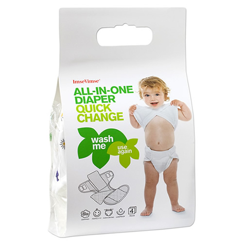瑞典 ImseVimse有機棉All-in-One尿布褲4件組(純白/動物園)