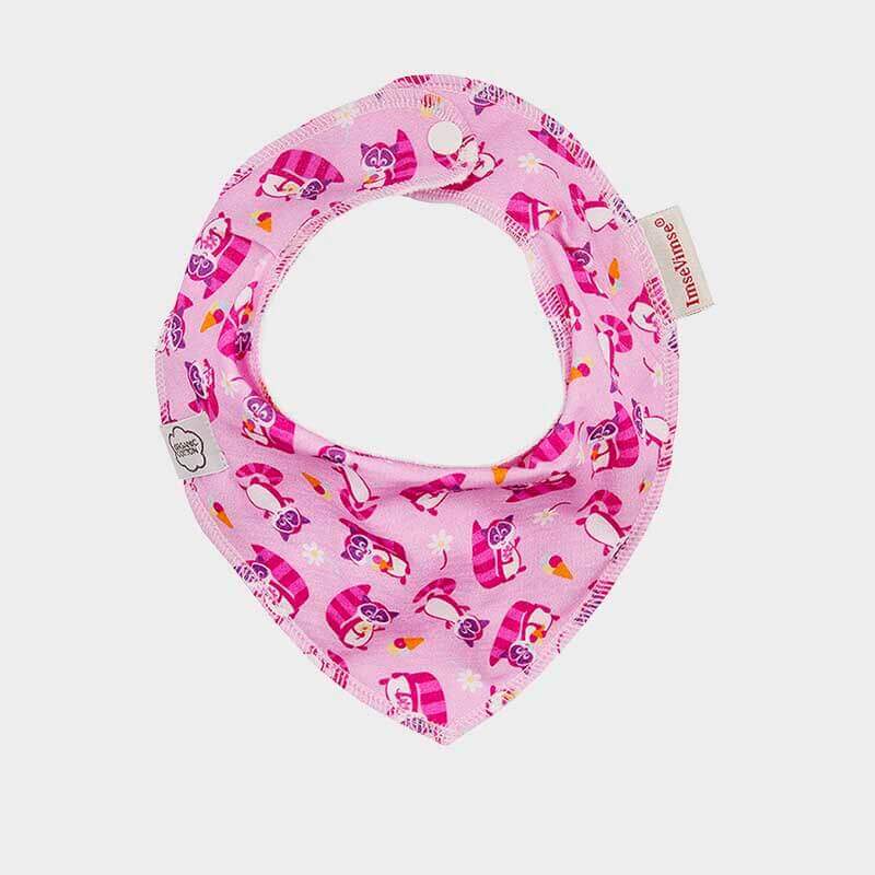 瑞典 ImseVimse有機棉領巾型圍兜(粉紅浣熊)