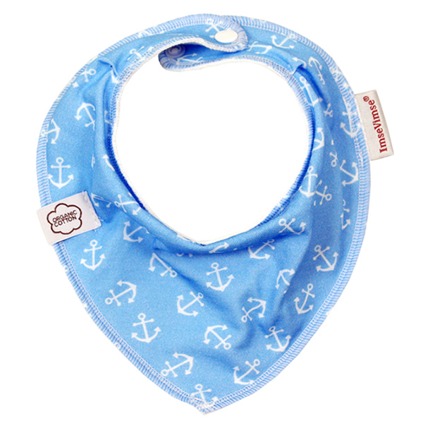 瑞典 ImseVimse有機棉領巾型圍兜(水藍海軍)