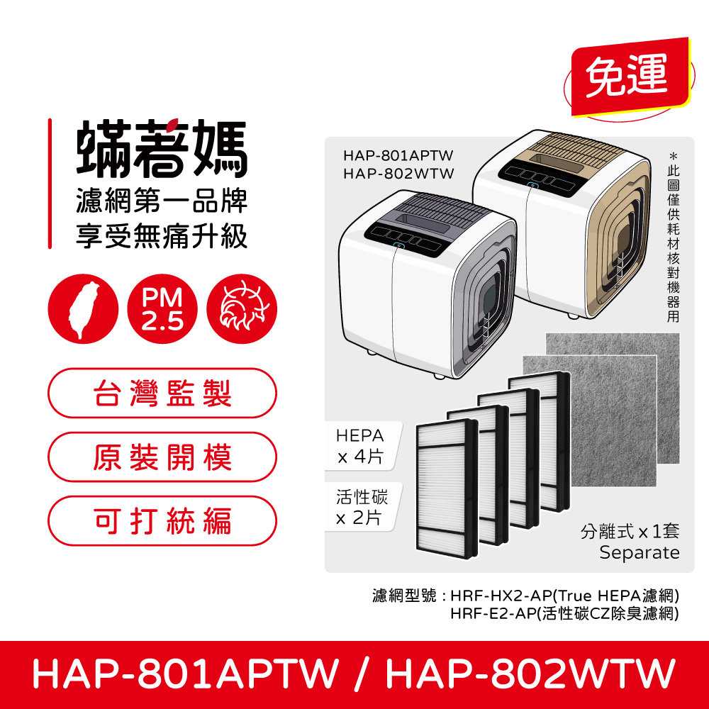 【蟎著媽】濾網(適用 Honeywell HAP-801APTW HAP-802WTW 空氣清淨機)