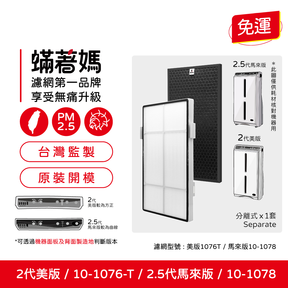 【蟎著媽】 濾網 高效型 (適用 安麗 Amway 第二代 通用版 10-1076T 10-1078 空氣清淨機)