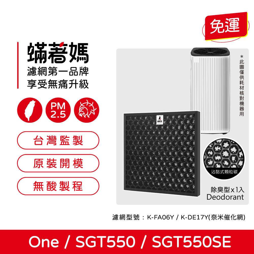適用 POIEMA One / SGT550 / SGT550SE 空氣清淨機 K-FA06Y  K-DE17Y 奈米催化濾網