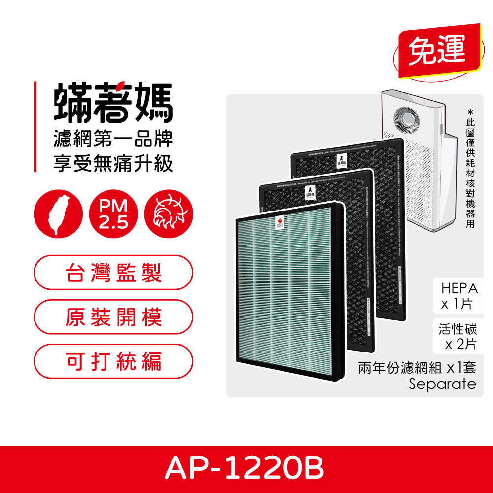 【蟎著媽】濾網 適用 Coway 格威 綠淨力 雙向循環雙禦 空氣清淨機 AP-1220B AP1220B