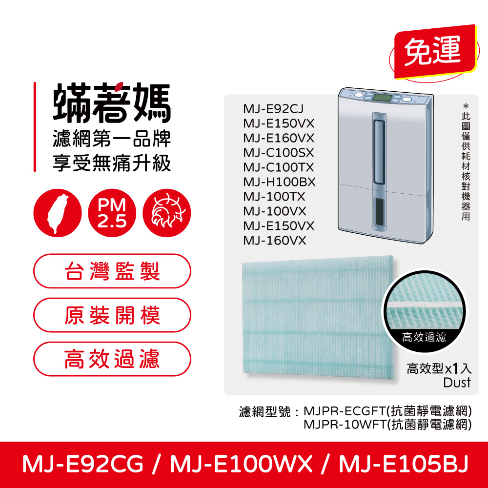 蟎著媽 適用 Mitsubishi 三菱 除濕機 MJ-E100WX MJ-E92CG MJ-E105BJ MJ-E150VX 抗菌靜電濾網