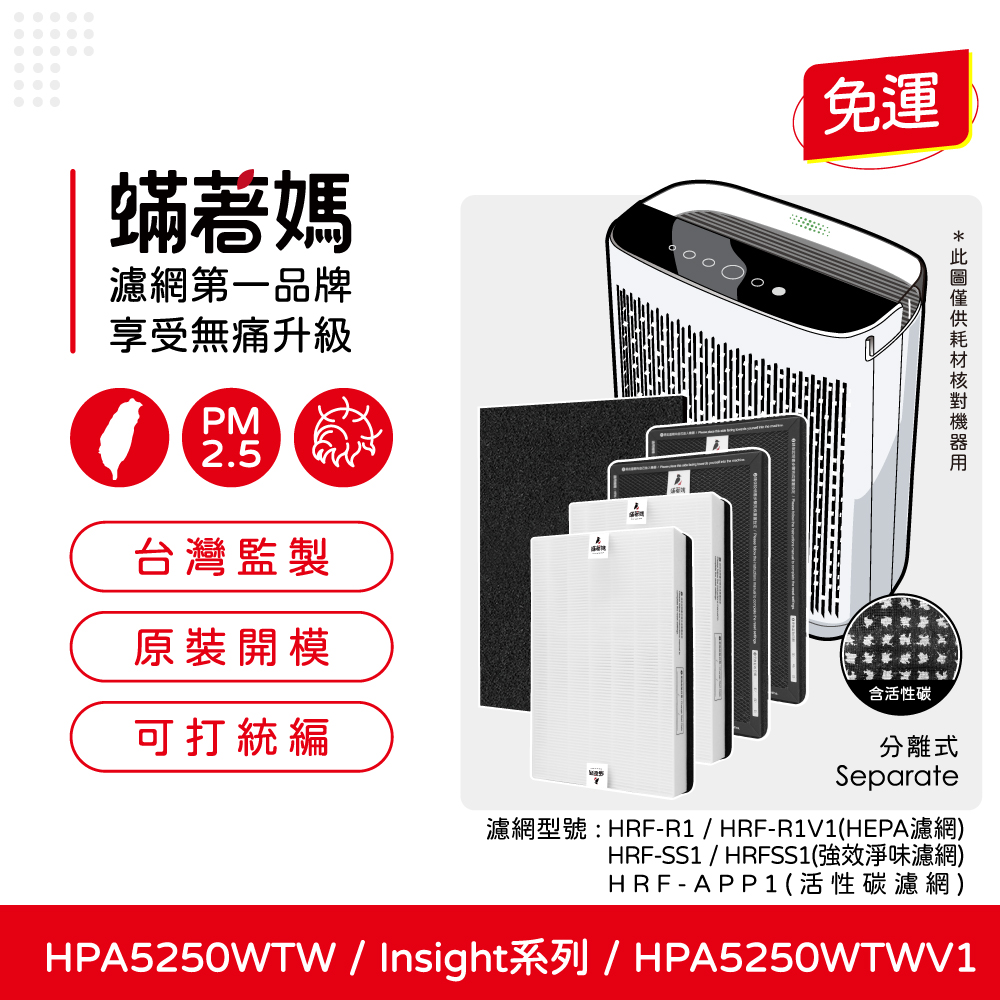 蟎著媽  濾網 適用 Honeywell HPA5250WTW HPA5250WTWV1 Insign系列 空氣清淨機
