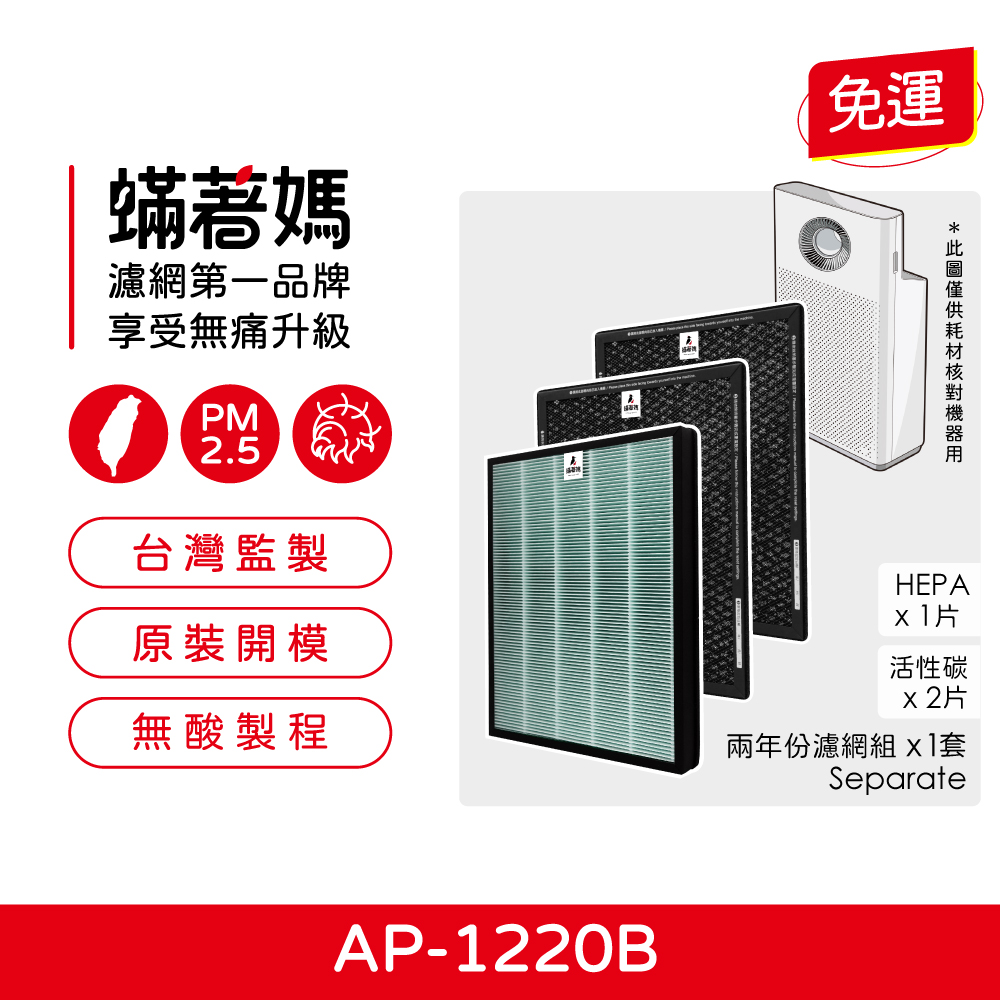 【蟎著媽】濾網 適用 Coway 格威 綠淨力 雙向循環雙禦 空氣清淨機 AP-1220B AP1220B