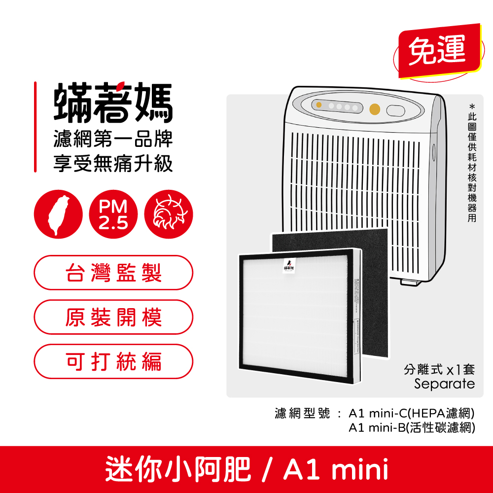 【蟎著媽】濾網  適用 Opure 臻淨 A1 mini 迷你小阿肥 空氣清淨機