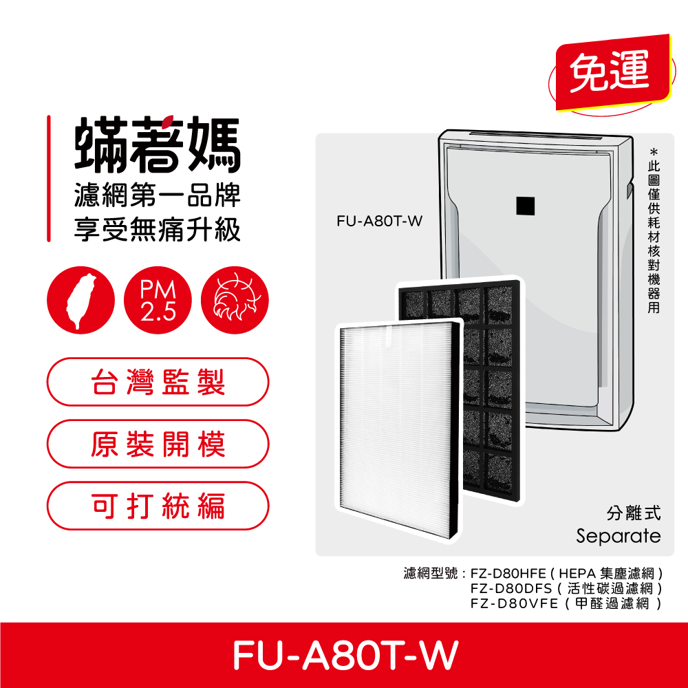 蟎著媽  濾網   適用 夏普 SHARP FU-A80T-W FU-JS80T-W FZ-A80SFE