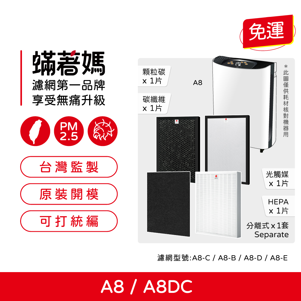 【蟎著媽】濾網  適用  Opure 臻淨 A8 A8C A8DC 物聯網 空氣清淨機