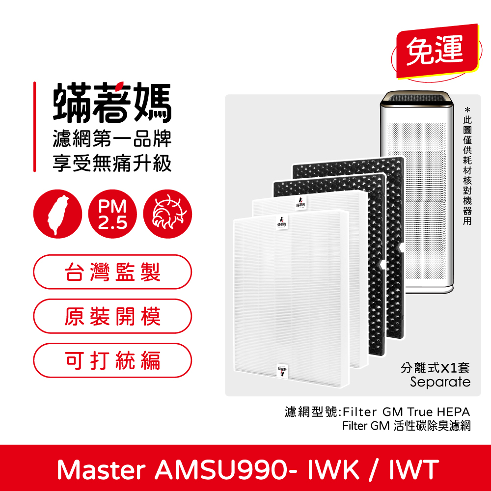 【蟎著媽】濾網 適用 Winix Master AMSU990-IWK AMSU990-IWT 雙空氣噴射氣流 空氣清淨機