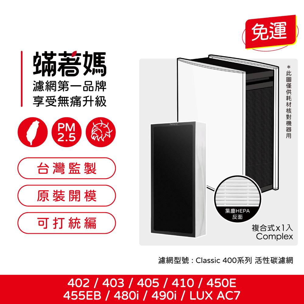 【蟎著媽】濾網 適用  Blueair 403 405 450E 480i 490i 樂智 LUX AC7 空氣清淨機