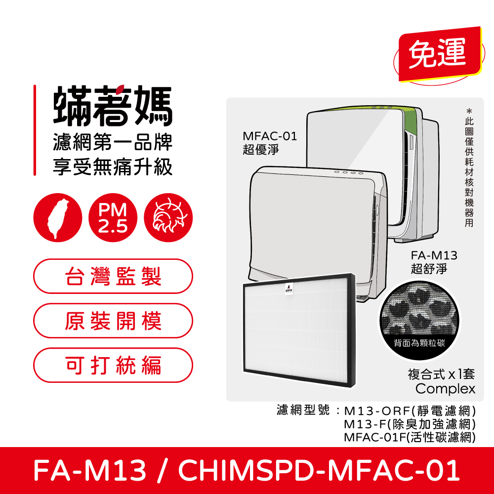 【蟎著媽】 濾網 適用 3M 超優淨 超舒淨 空氣清淨機 MFAC MFAC01-F FA-M13