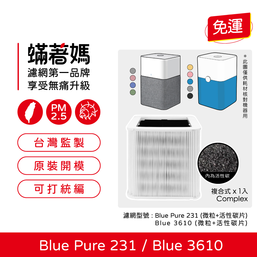 【蟎著媽】濾網 適用 複合式濾網 適用 Blueair Blue Pure 231 3610 15坪空氣清淨機