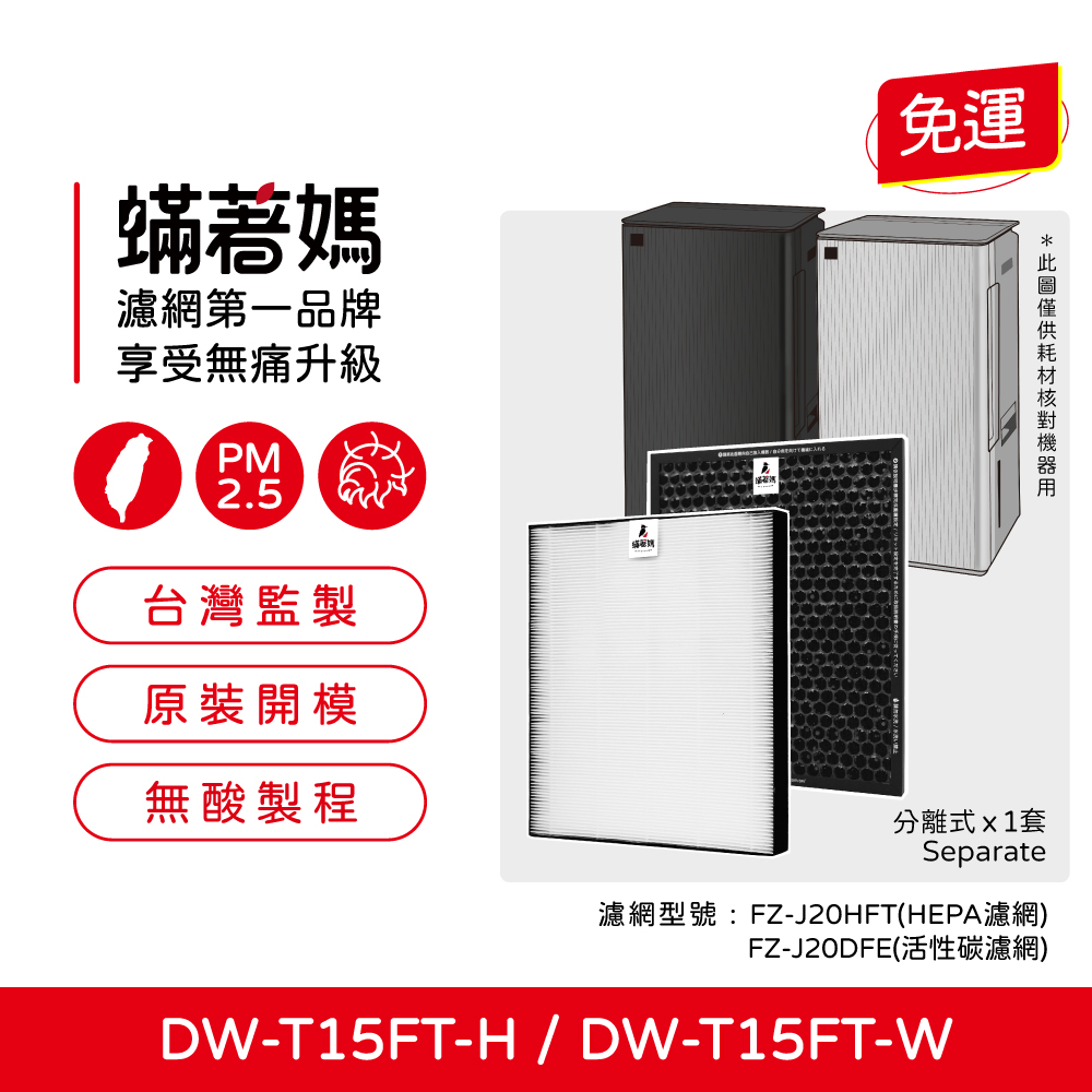 適用 Sharp 夏普 DW-T15FT-H DW-T15FT-W DW-T19HT-W 清淨除濕機 濾網 濾芯 蟎著媽