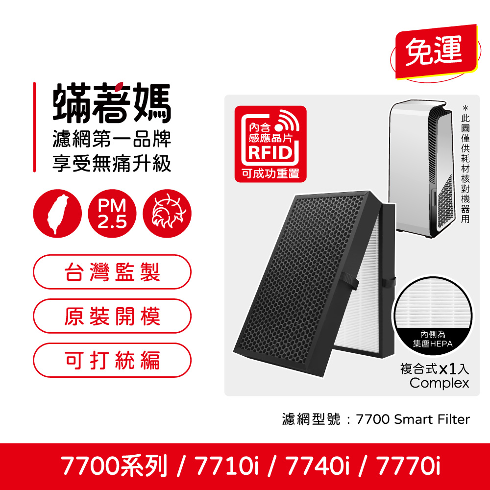 蟎著媽 濾網 含RFID晶片適 Blueair 大台款 7系列 7710i 7740i 7770i 空氣清淨機 7700