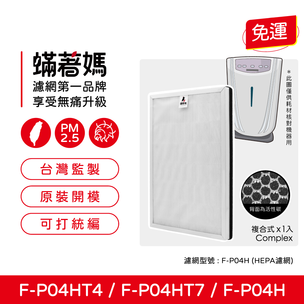 【蟎著媽】濾網 適用 Panasonic 國際牌 F-P04HT4 F-P04HT7 F-P04H 空氣清淨機