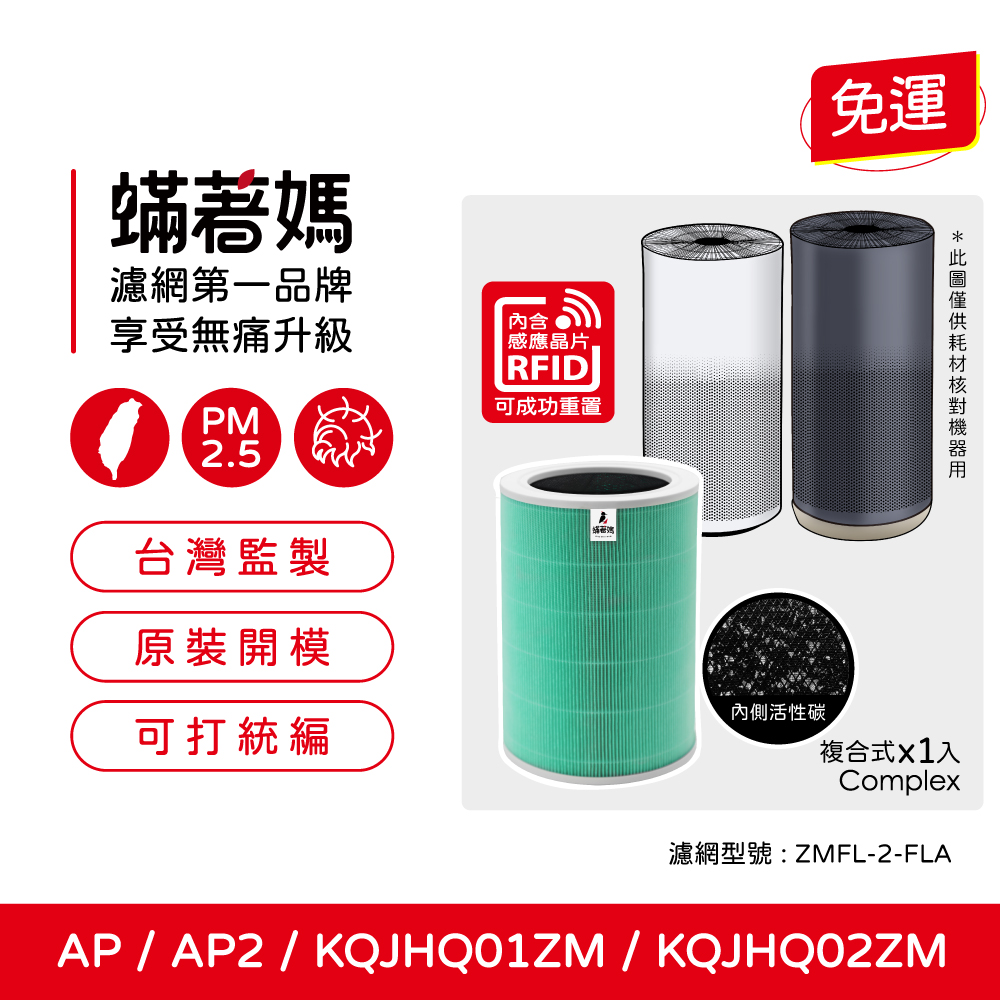 【蟎著媽】適用 Smartmi 智米 AP AP2 空氣清淨機 smi02 smi03 內含晶片RFID  ZMFL-2-FLA
