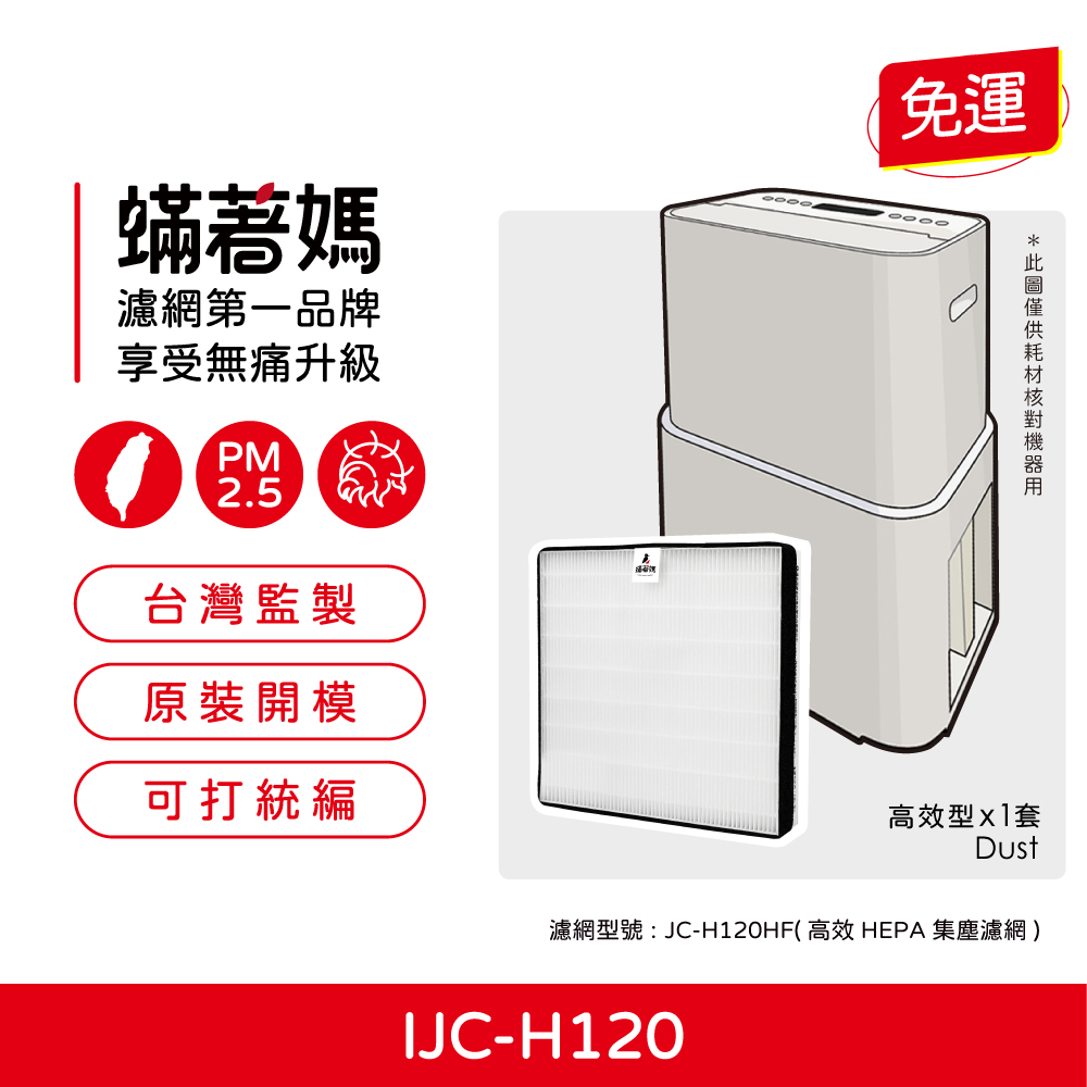 【蟎著媽】 濾網 適用 IRIS OHYAMA IJC-H120 PD-A140-W IJC-H120HF 空氣清淨除濕機