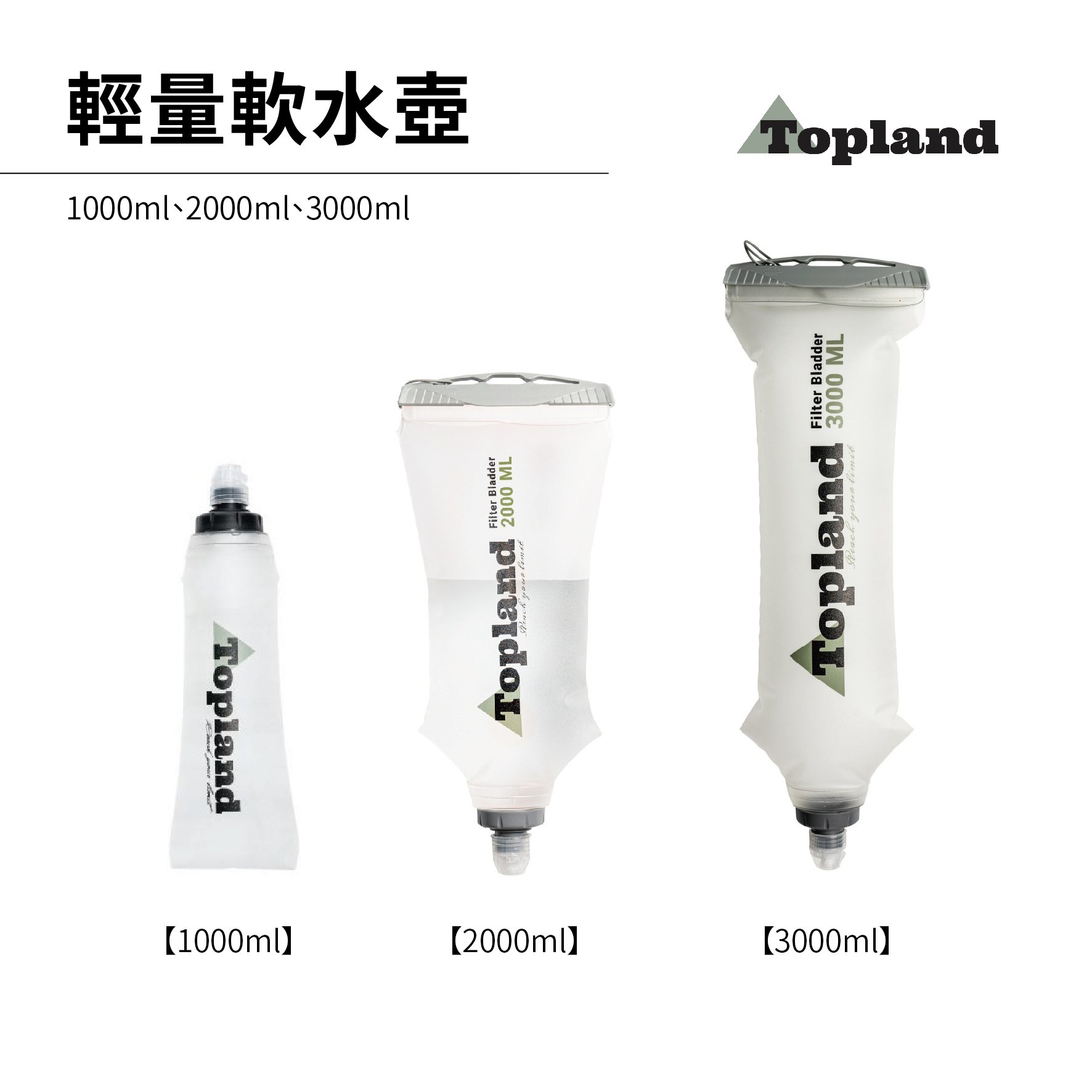 Topland 輕量軟水壺 折疊水壺 1000ml、2000ml、3000ml