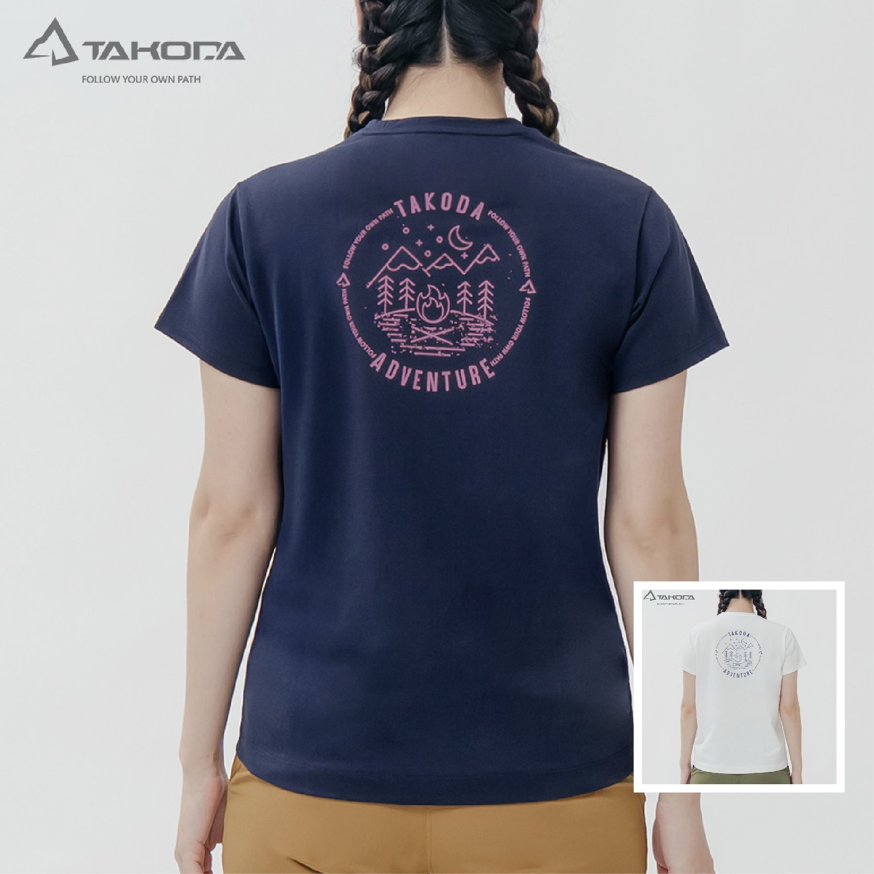 TAKODA Tipi 女純棉短袖印花系列-露營去 女款 兩色