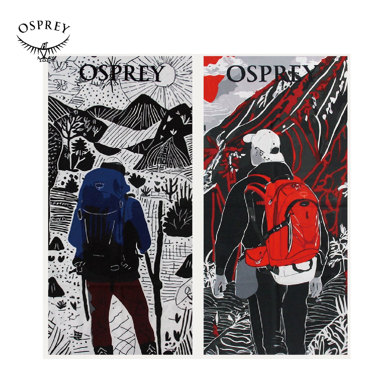 OSPREY小鹰户外魔術頭巾 男女適用 運動脖圍 面罩 防曬 透氣 焰影攀行/遠山之鷹