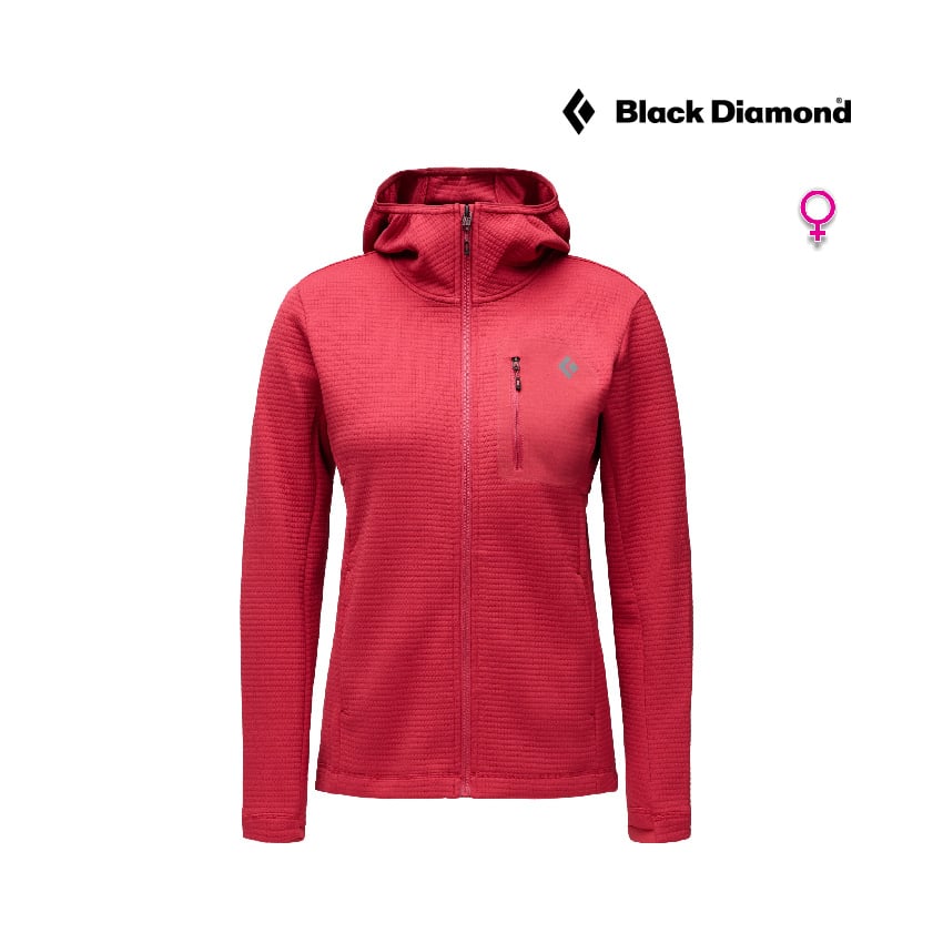 【Black Diamond】 W's Diverge Full Zip Hoody 女款保暖連帽外套 攀岩 休閒 外出 登山 跑步 礦物紅