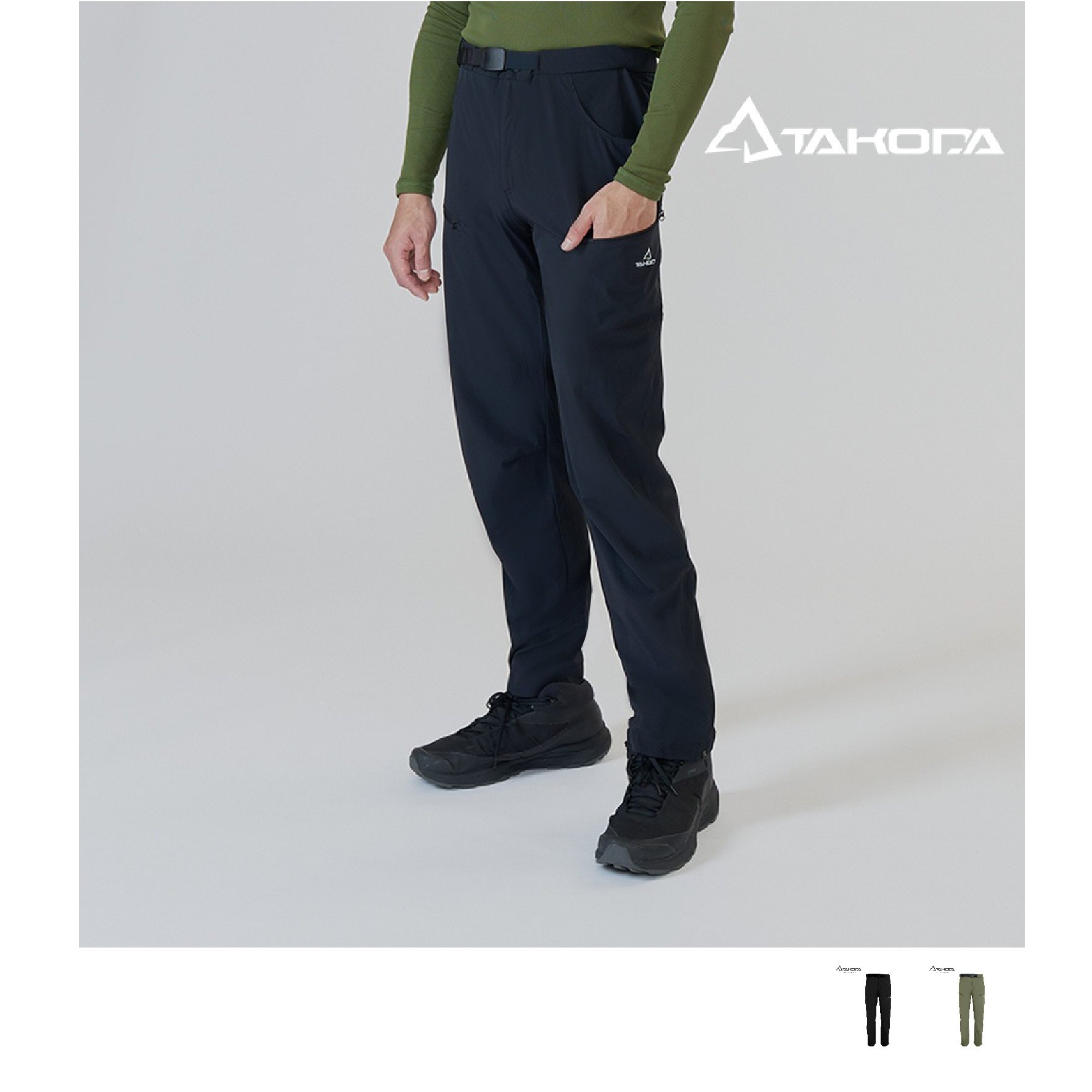TAKODA 抗撕裂防風防潑登山長褲 男款 黑色/橄綠