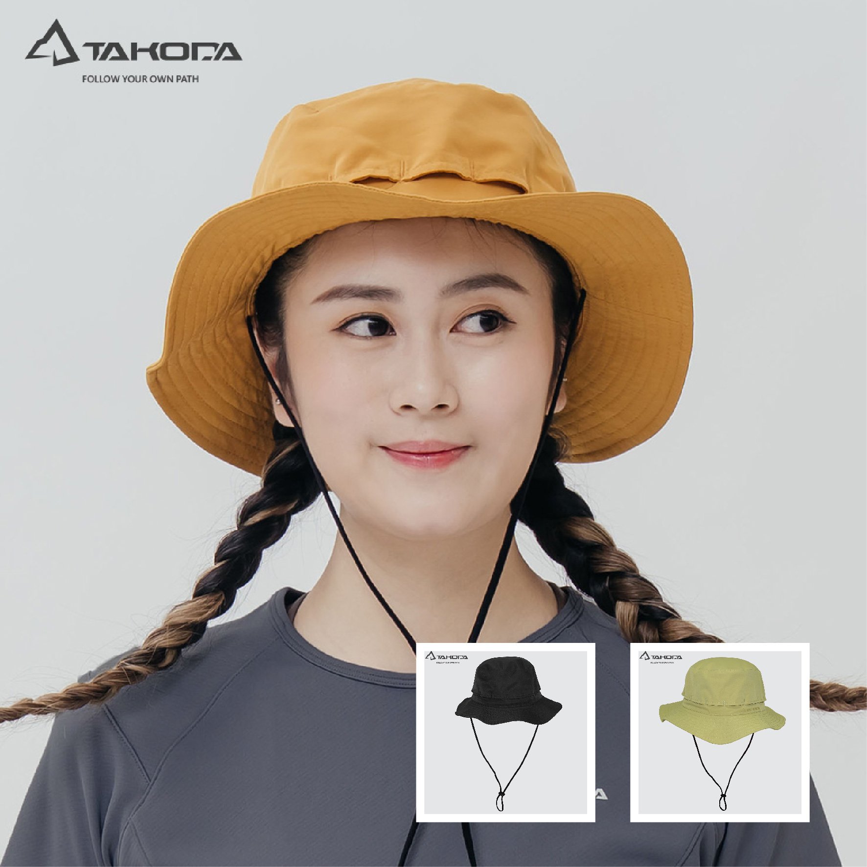 TAKODA Wiyaka 防潑水可收納漁夫帽 暖橘色/森林綠/黑色