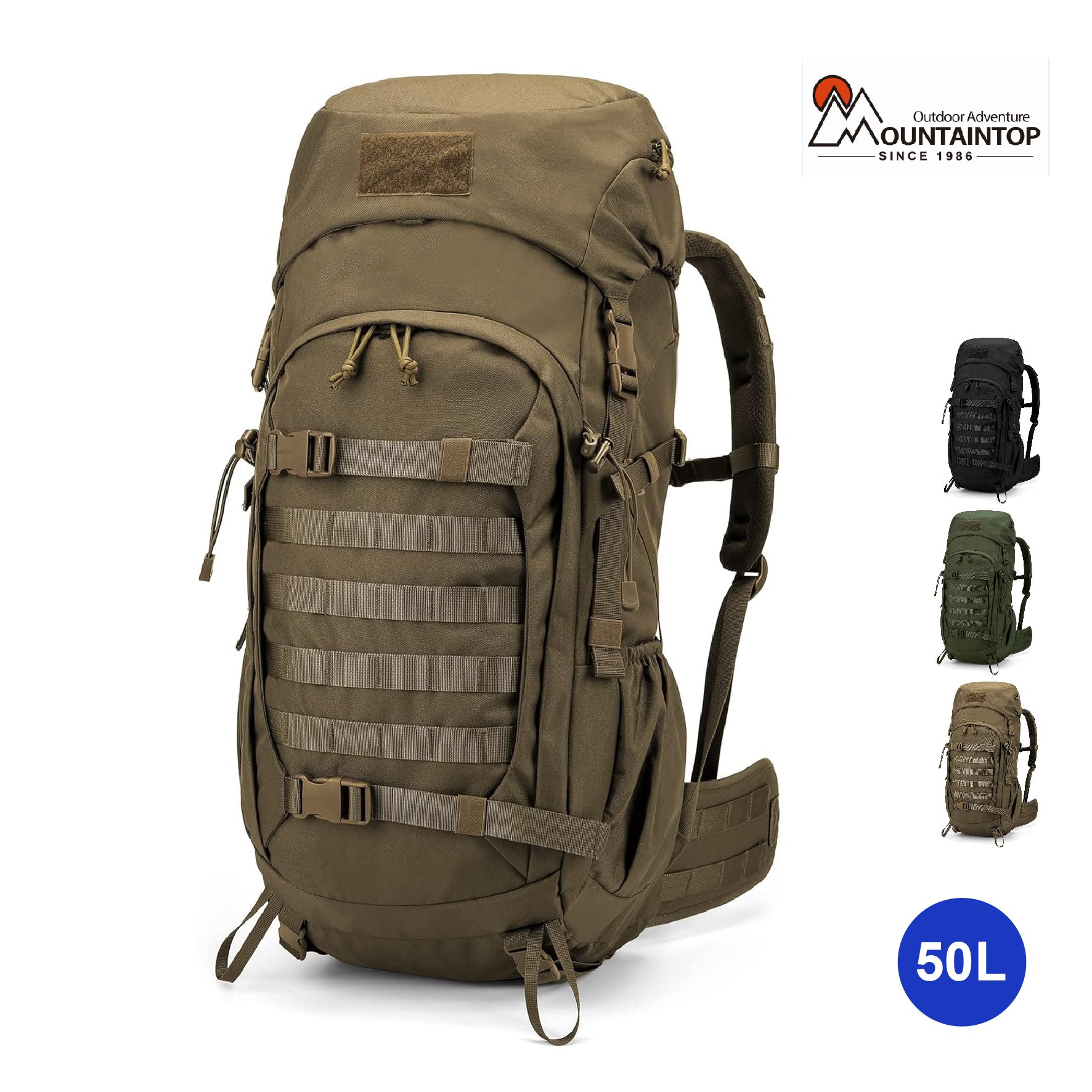 Mountaintop 50L 戰術軍用裝備包 登山包 附防雨罩 MPA5973