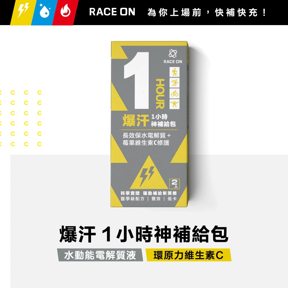 RACE ON 爆汗1小時神補給包（絕版鋸齒包｜水動能電解質液×1＋環原力維生素C）