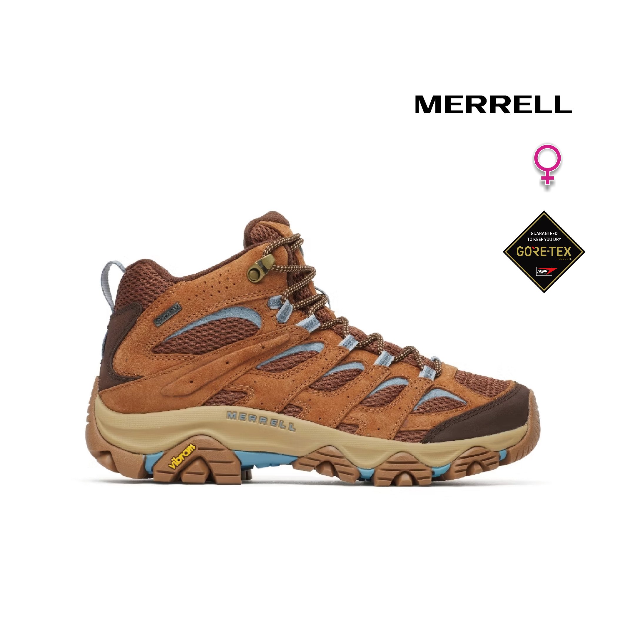 MERRELL MOAB 3 MID GTX 防水登山健行鞋 女款 紅土棕 (00005417)