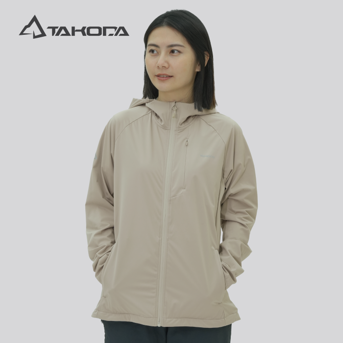 TAKODA Mni 輕薄防風透氣連帽機能外套 女款 淺卡其色