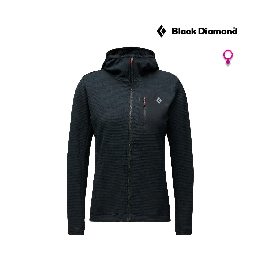 【Black Diamond】 W's Diverge Full Zip Hoody 女款保暖連帽外套 攀岩 休閒 外出 登山 跑步 黑色