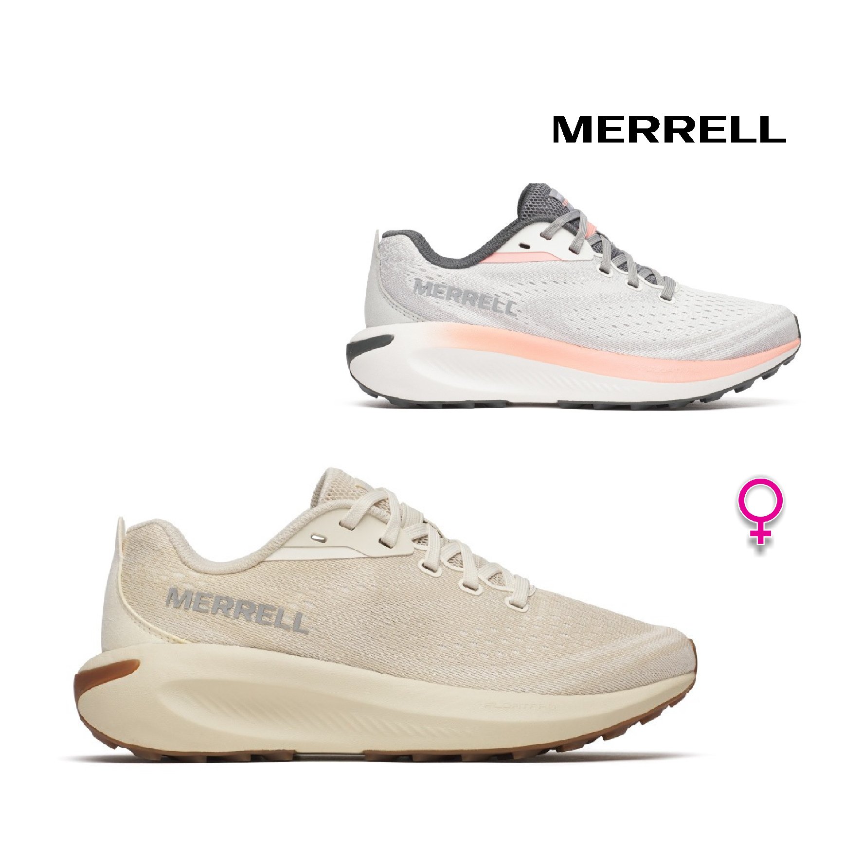 MERRELL MORPHLITE 輕量戶外越野健行鞋 女 奶油白/珊瑚橘 (068438/068428)